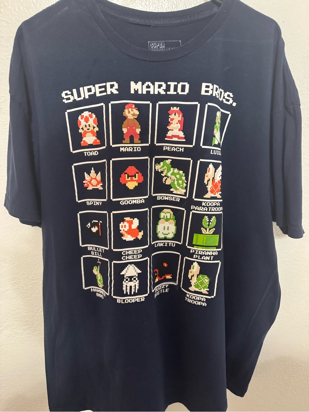 Nintendo Super Mario Bros Pixel Characters Graphic T Shirt Gray Men’s XXL